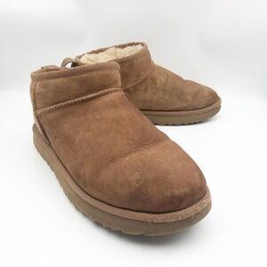 UGG Shoes Womens 8 Classic Ultra Mini Chestnut Brown Suede Ankle Boots